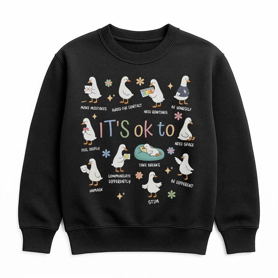 Neurodiversity Awareness Sweatshirt | Cute Goose Autism Acceptance Design | Premium Cotton Blend Crewneck | Gift for Special Education Teachers