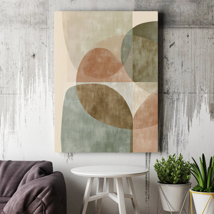 Abstract Geometric Canvas Wall Art | Mid-Century Modern Earthy Tones | Premium Gallery-Wrapped Print | Minimalist Living Room Home Decor
