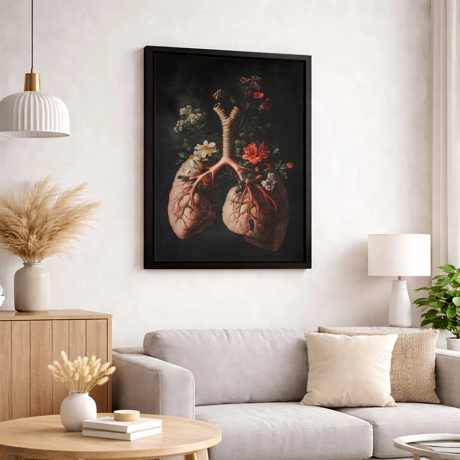 Anatomical Lungs Canvas Print | Floral Human Anatomy Wall Art | Premium 1.25 inch Gallery Wrap | Medical Office Decor Gift