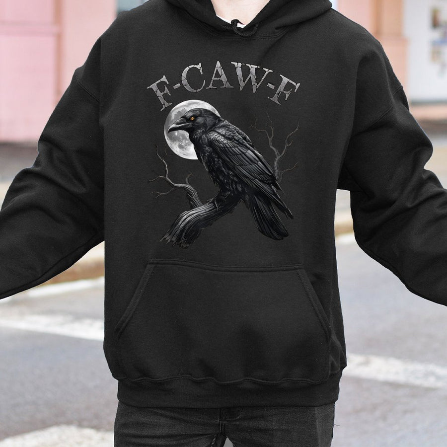 Gothic Crow Graphic Hoodie | Funny F-Caw-F Bird Pun Design | Premium Cotton Blend | Sarcastic Gift for Bird Lovers and Goth Aesthetic