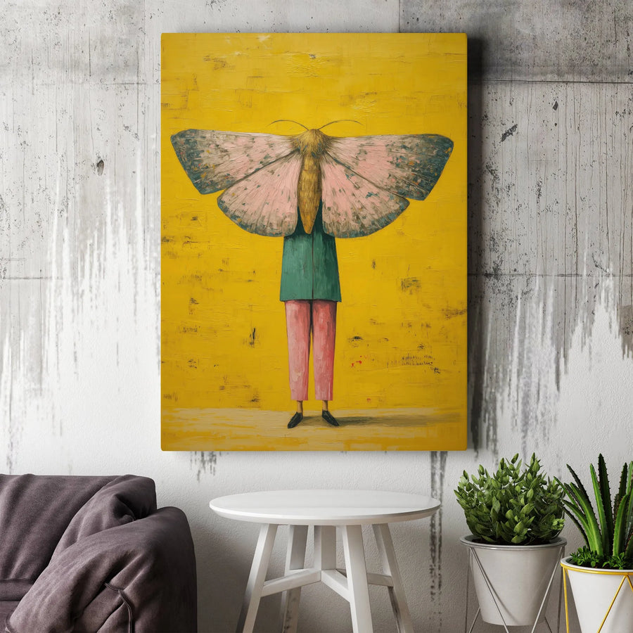 Surrealist Moth Wall Art | Anthropomorphic Insect Canvas Print | Gallery-Quality Fade-Resistant Decor | Unique Home & Office Gift