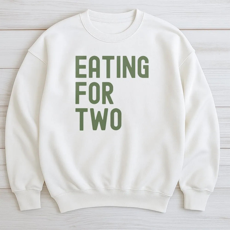 Eating for Two Sweatshirt | Funny Pregnancy Announcement Sweatshirt | Premium Soft Blend | Baby Shower Gift for Mom-To-Be