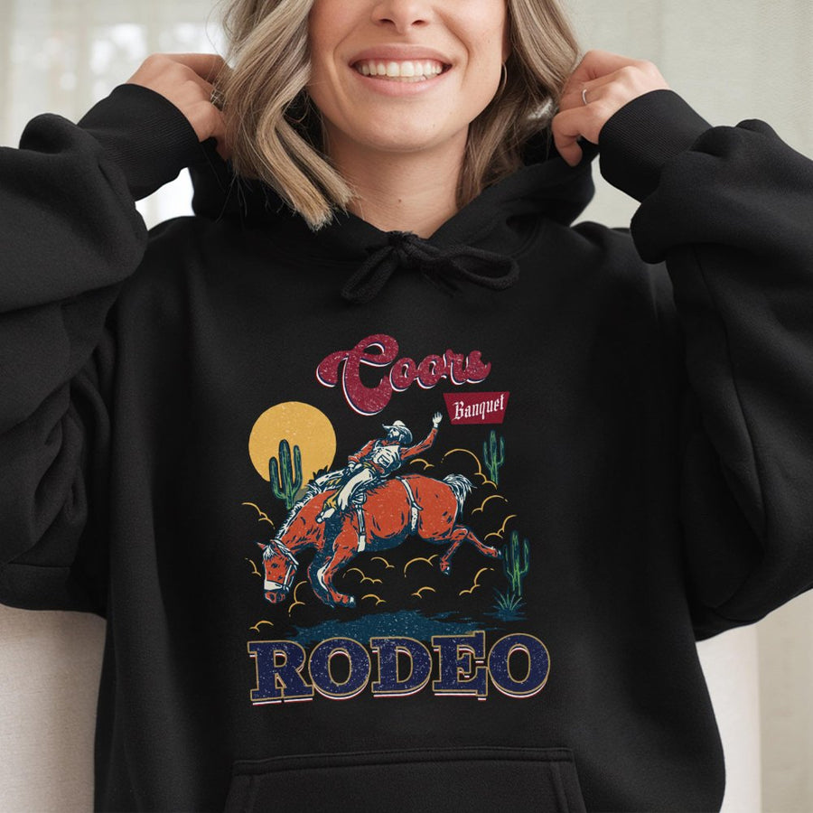Coors Rodeo Hoodie, Western 90s Cowboy  Retro Rodeo Outfit, Wildwest Cowboy Clothing, Graphic Western