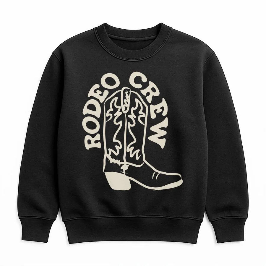Rodeo Crew Sweatshirt | Western Cowboy Boot Graphic | Cozy Cotton Blend | Matching Family First Birthday Gift