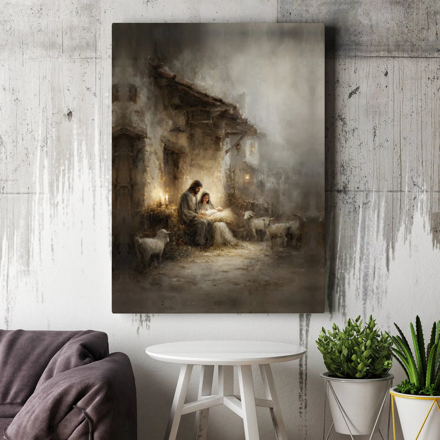 Nativity Scene Canvas Print | Religious Birth of Jesus Wall Art | Premium Gallery Wrapped Decor | Christian Christmas Gift for Home
