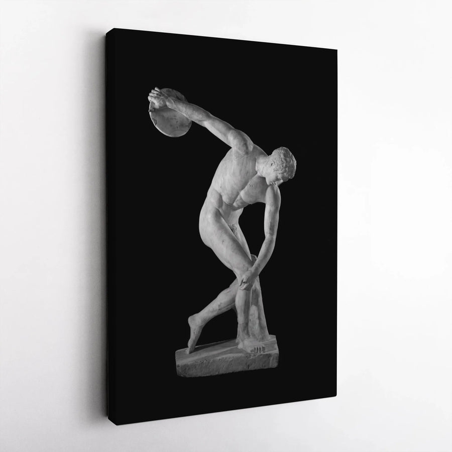 Discobolus Sculpture Canvas Print | Greek Statue Athletic Art | Gallery-Wrapped Premium Decor | Office and Home Wall Art Gift