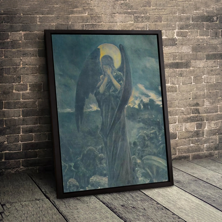 Fallen Angel Canvas Print | Mikhail Vrubel Fine Art Reproduction | Gallery Quality 1.25 Inch Profile | Moody Dark Academia Home Decor