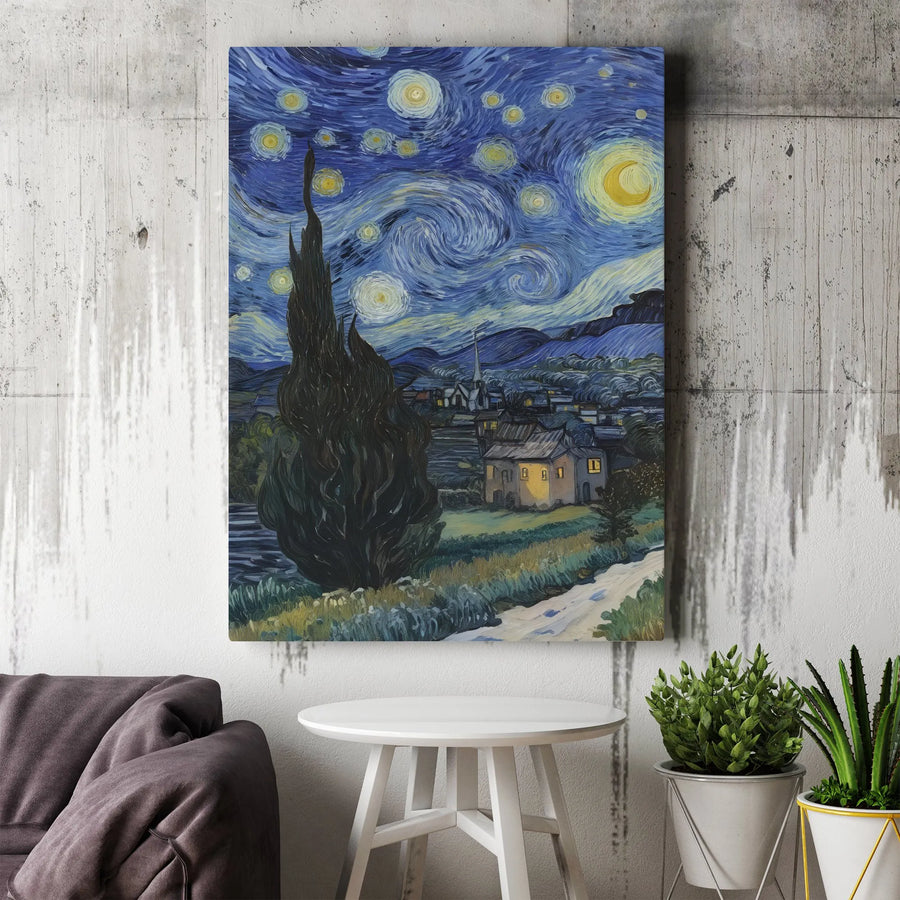 Vincent Van Gogh Starry Night Canvas Art | Fine Art Gallery Wrap Print | Premium Fade-Resistant Wall Decor | Classic Masterpiece for Home Office