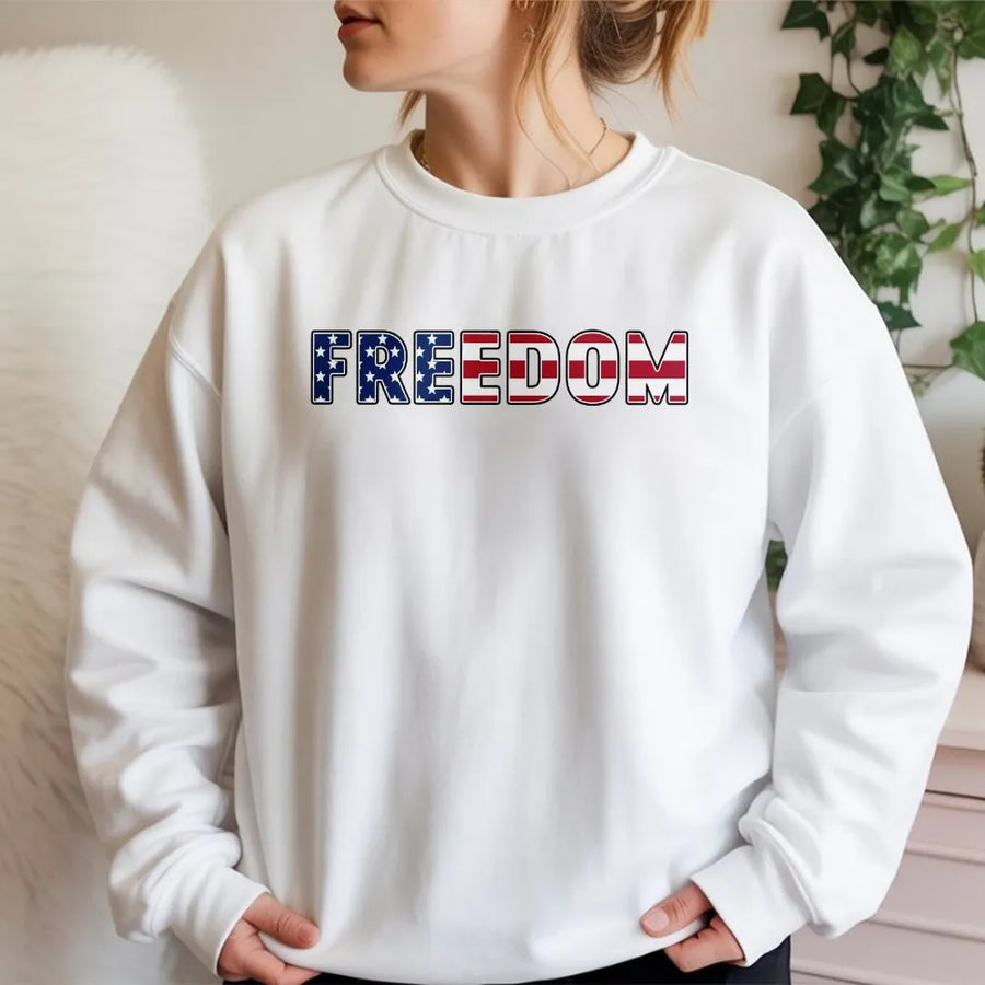 Freedom Sweatshirt | American Flag USA Graphic Tee | Premium Cotton | 4th of July Gift for Men and Women