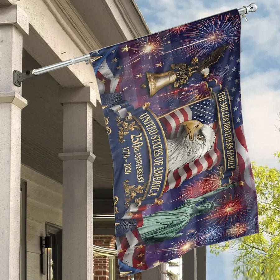 America 250th Anniversary House Flag | Patriotic Eagle & Liberty Bell Design | Double Sided Weather-Resistant Polyester | Commemorative 1776-2026 Collector's Gift