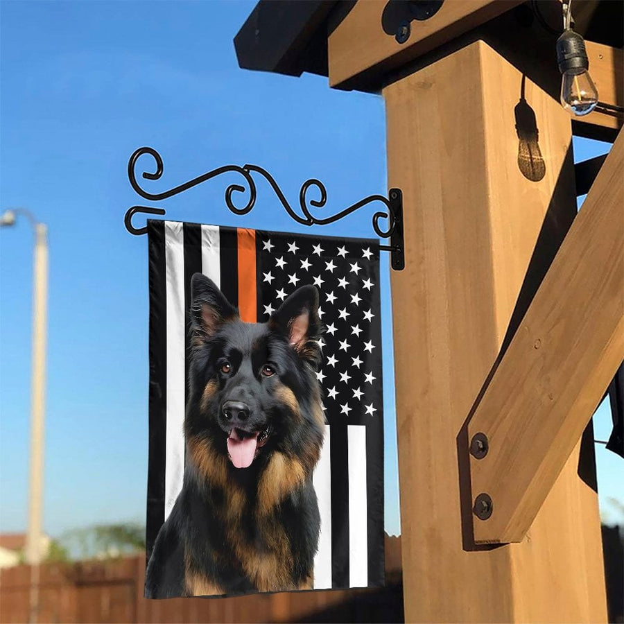 German Shepherd Garden Flag | Thin Orange Line K9 Hero Design | Premium Weather-Resistant Fabric | Patriotic Gift for Dog Lovers