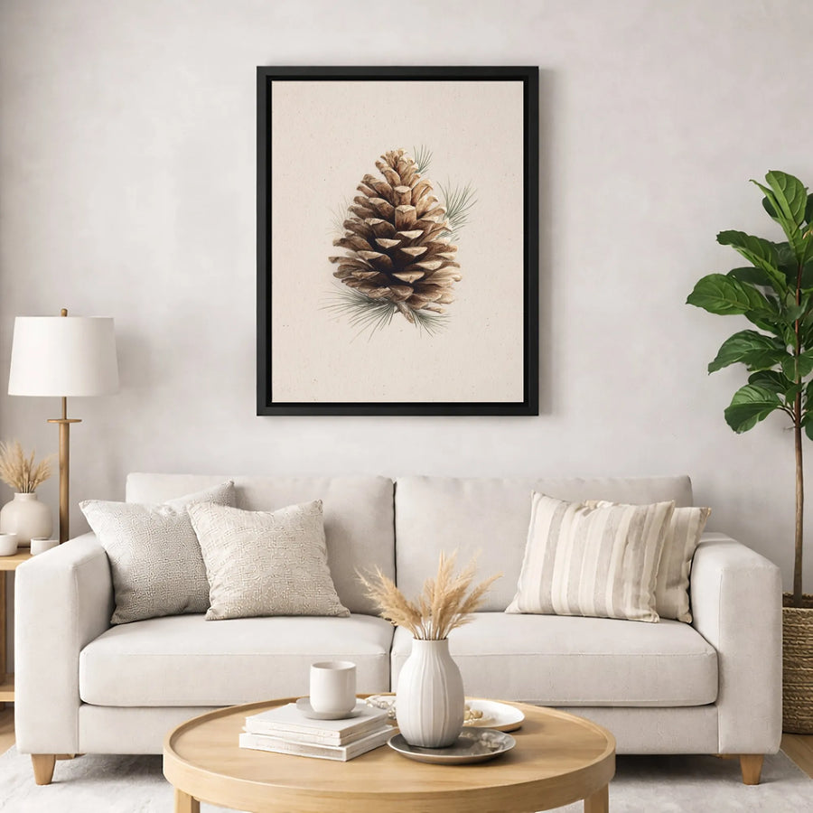 Pinecone Canvas Print | Botanical Forest Wall Art | Premium Fade-Resistant Gallery Wrap | Rustic Woodland Home Decor Gift