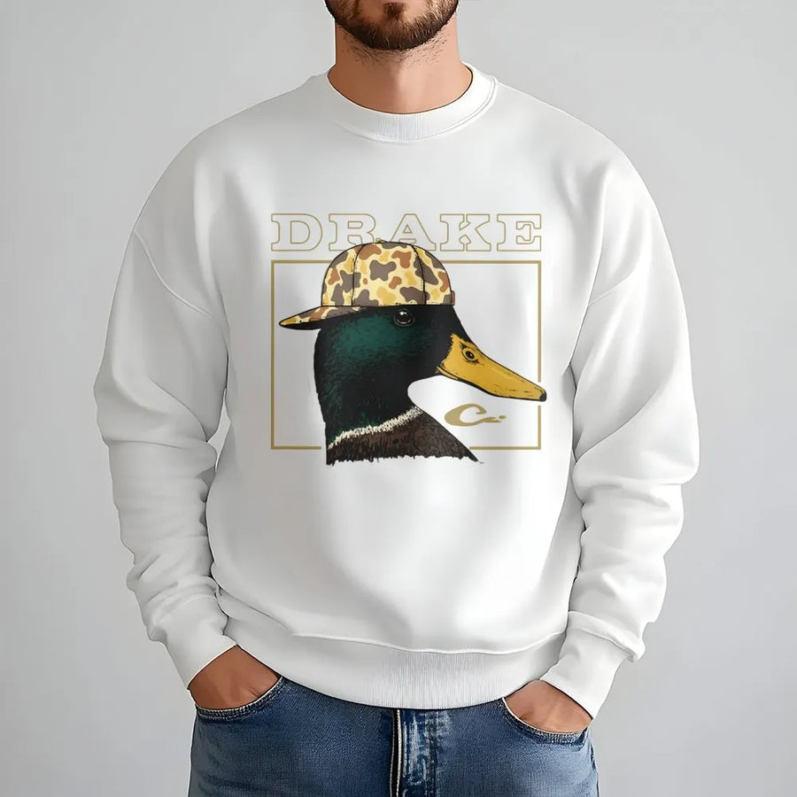 Mallard Duck Hunting Sweatshirt | Camo Cap Outdoor Graphic | Premium Cotton Blend | Gift for Sportsman and Wildlife Enthusiast