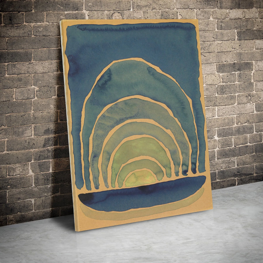 Abstract Watercolor Wall Art | Blue and Green Arch Design | Premium Gallery Wrap Canvas | Modern Minimalist Home Decor