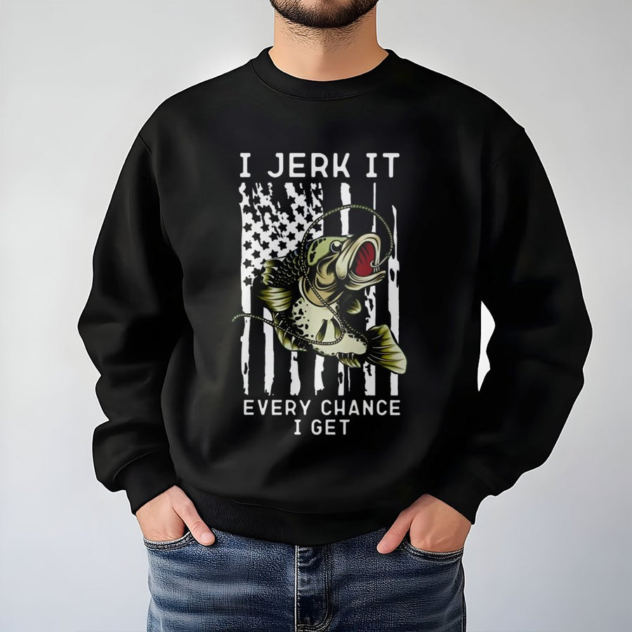 Fishing Sweatshirt | Funny Bass Fishing American Flag Graphic | Premium Cotton Blend | Gift for Fishermen & Outdoorsmen