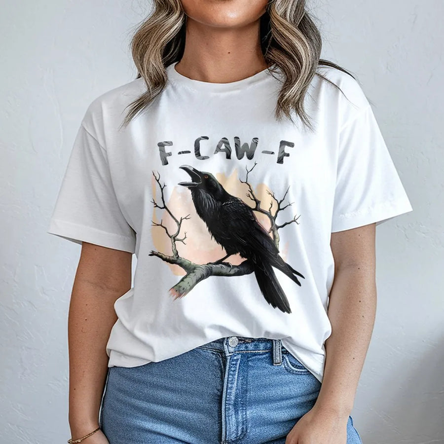 Crow Graphic T-Shirt | Funny F-CAW-F Pun Design | Premium Cotton Unisex Tee | Gift for Bird Lovers & Ornithology Fans