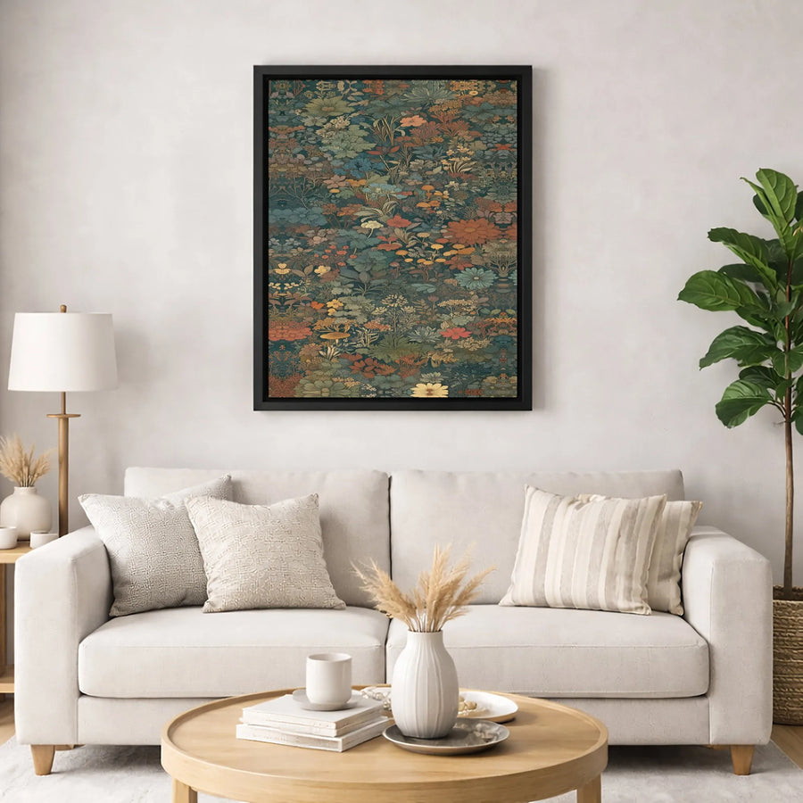 Vintage Botanical Wall Art | Dark Floral Moody Garden Print | Premium Gallery Wrapped Canvas | Elegant Home Decor for Living Room Bedroom