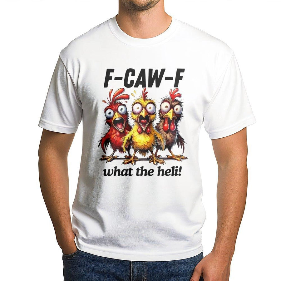 Chicken F-Caw-F T-Shirt | Funny Farm Animal Pun Graphic | 100% Cotton Premium Tee | Unique Gift for Poultry Lovers & Farmers