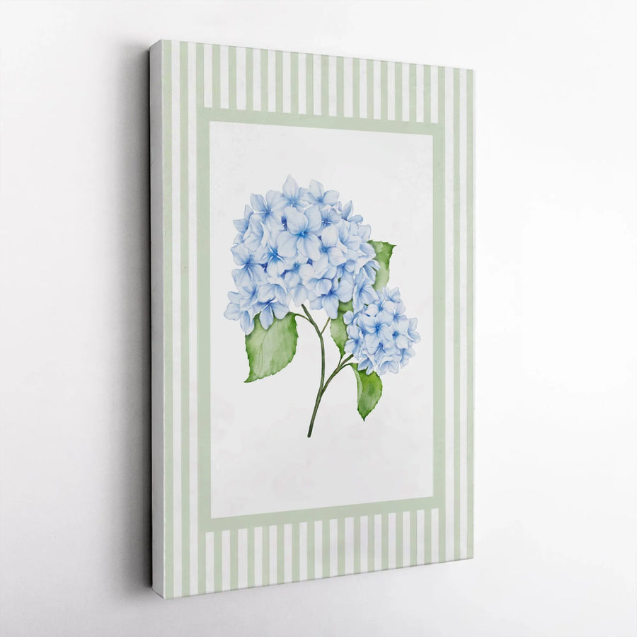 Blue Hydrangea Wall Art | Watercolor Botanical Floral Print | 1.25" Premium Gallery Wrapped Canvas | Elegant Home Office Decor Gift