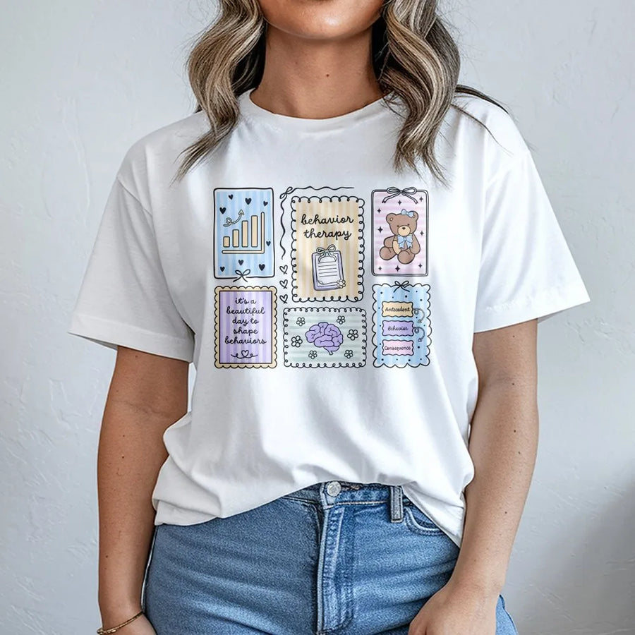 Behavior Therapy T-Shirt | Cute ABA Therapy Graphic Tee | Premium Cotton RBT Gift | For BCBA Behavior Analyst & Special Education Teachers