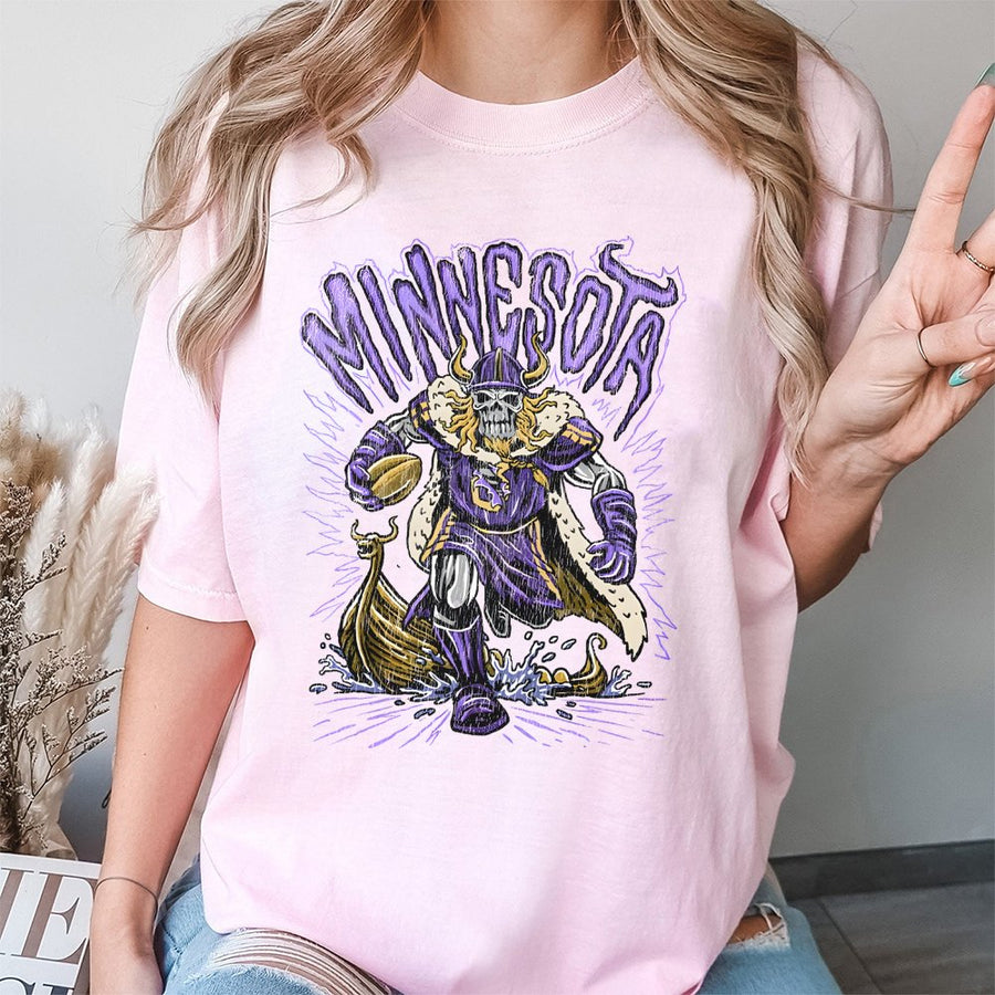 Minnesota Skeleton Viking Football Player T-Shirt