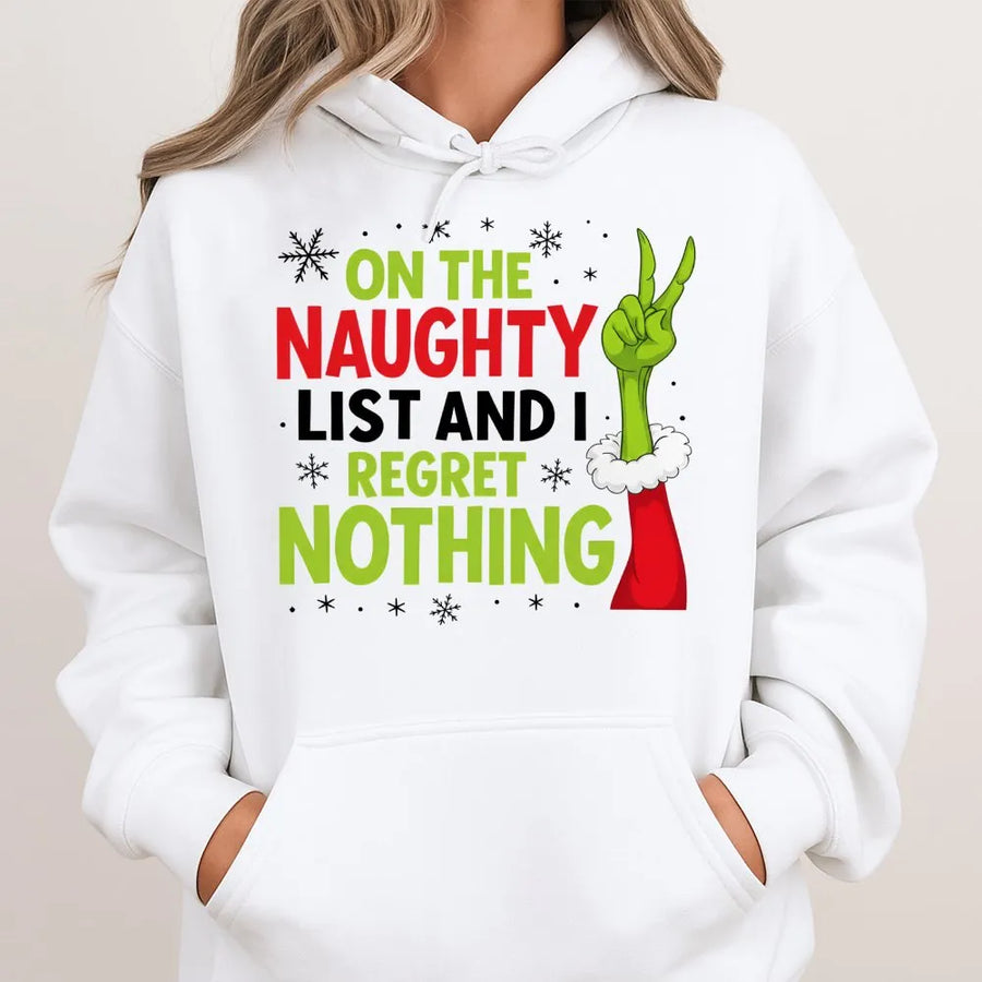 Naughty List Christmas Hoodie | Funny Peace Sign Graphic Holiday Sweatshirt | Premium Cotton Blend | Gift For Him And Her
