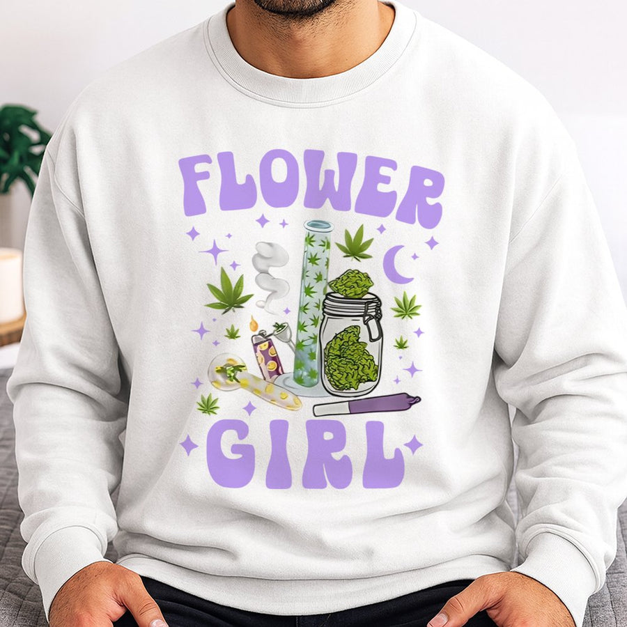 Flower Girl Sweatshirt | 420 Aesthetic Graphic Tee | Premium Cotton Blend | Gift For Cannabis Enthusiasts