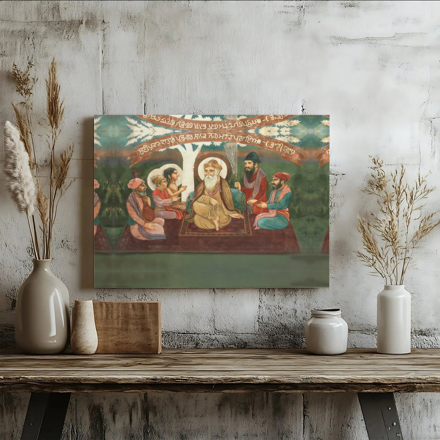 Guru Nanak Dev Ji Canvas Print | Vintage Sikh Religious Painting | Gallery Wrapped Premium Canvas | Spiritual Home Decor Gift