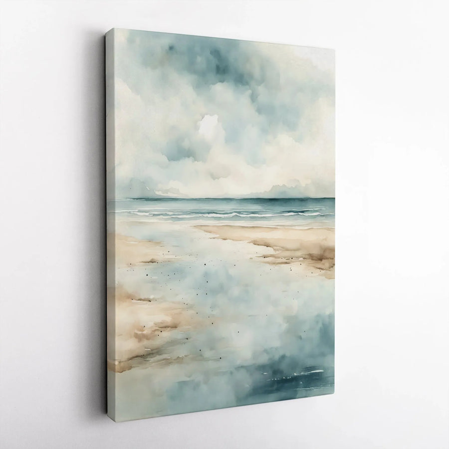 Abstract Beach Canvas Wall Art | Serene Seascape Watercolor Print | Premium Gallery Wrapped Canvas | Modern Coastal Home Decor Gift