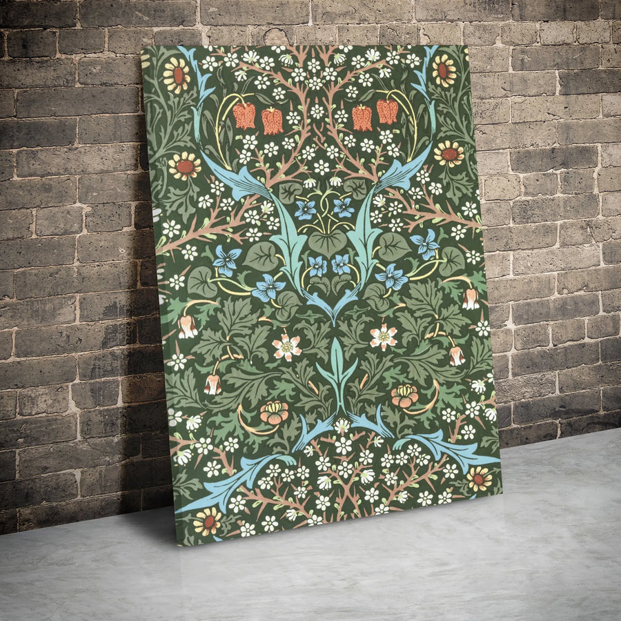 William Morris Style Canvas Wall Art | Vintage Floral Damask Botanical Print | Premium Gallery Wrapped 1.25" Frame | Elegant Home Decor Gift