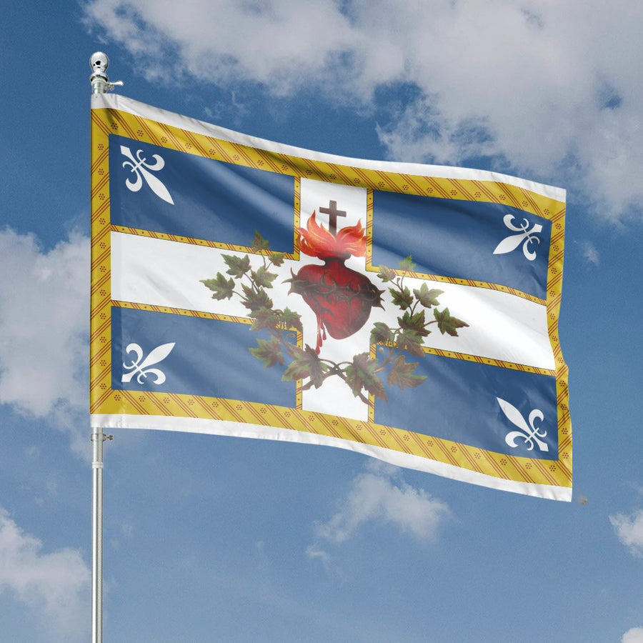 Sacred Heart Flag | Catholic Christian Banner with Fleur De Lis | Premium Weather-Resistant Polyester | Spiritual Home Decor & Religious Gift