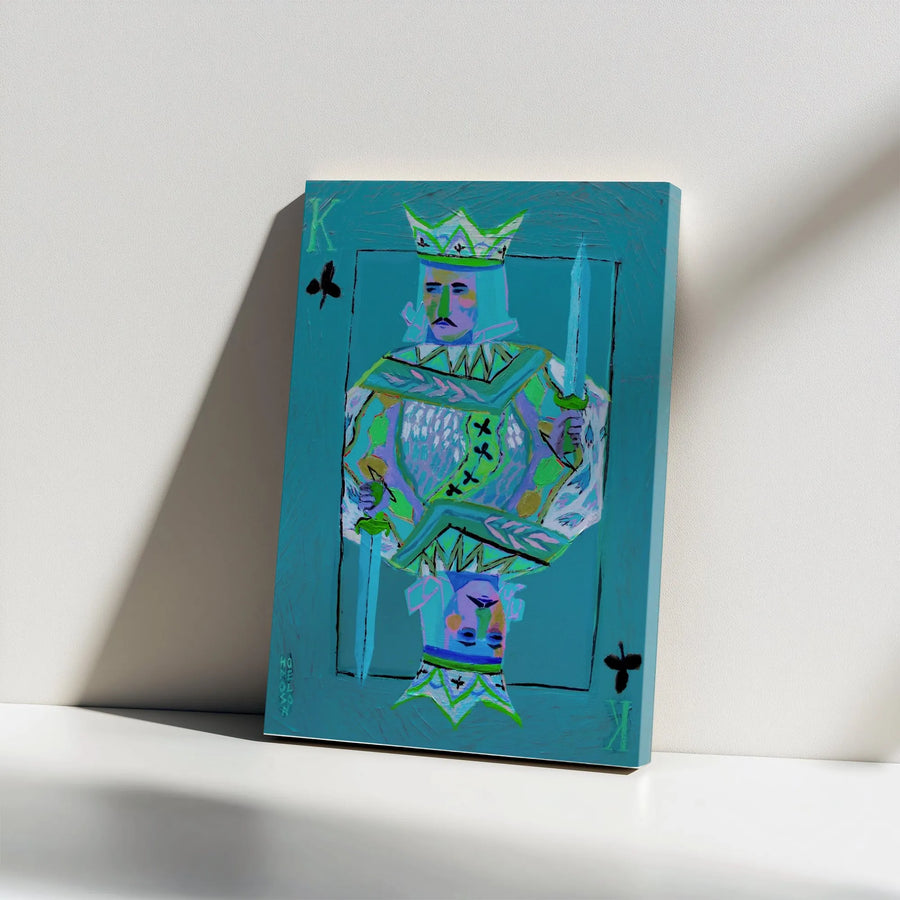 King of Clubs Canvas Wall Art | Abstract Playing Card Print | Premium Gallery Wrapped Canvas | Collector's Game Room & Man Cave Decor