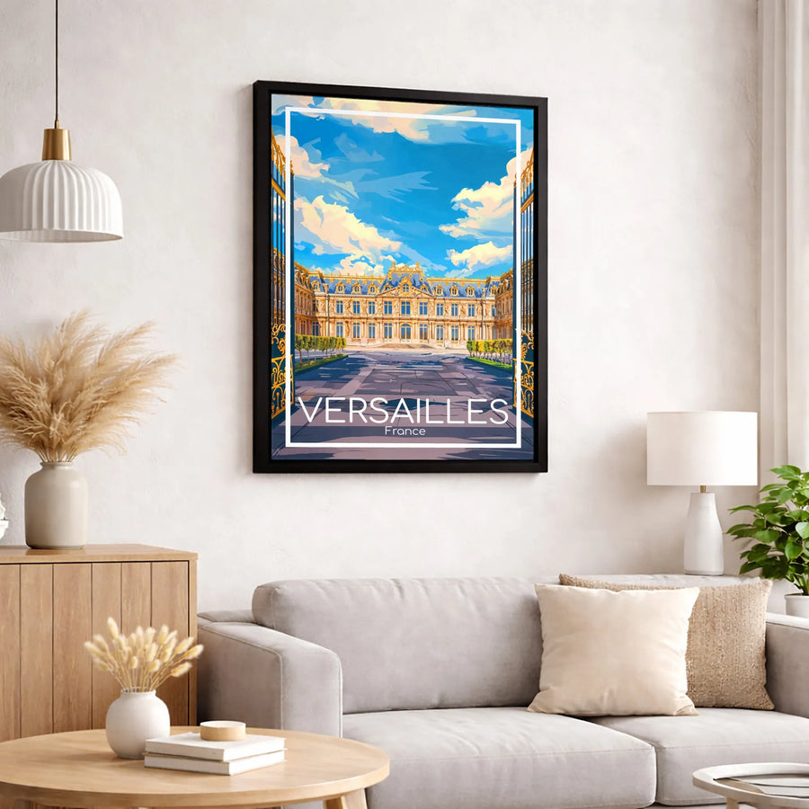Palace of Versailles Travel Poster | French Architecture Wall Art | Premium Gallery Wrapped Canvas | European Home Decor Gift