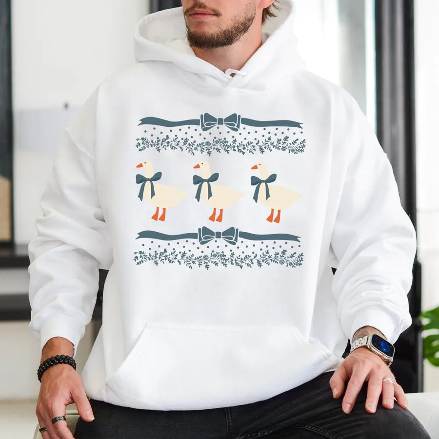 Cute Goose Hoodie | Cottagecore Three Geese Design | Premium Cotton Blend | Aesthetic Animal Lover Gift for Women and Men