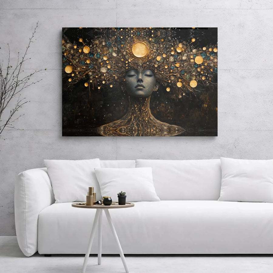 Cosmic Goddess Canvas Art | Surreal Tree of Life Wall Decor | Gallery Wrapped Premium Print | Boho Spiritual Gift for Her