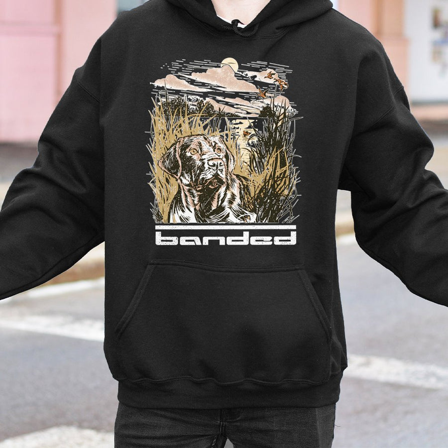 Labrador Duck Hunting Hoodie | Wildlife Retriever Graphic Design | Soft Cotton-Blend Premium Apparel | Outdoorsmen Waterfowl Gift