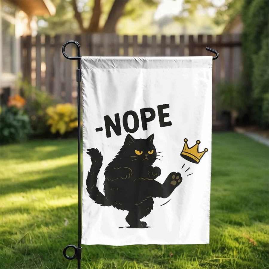 Sassy Black Cat Garden Flag | Funny Nope Attitude Design | Weather-Resistant Polyester Yard Decor | Unique Gift for Cat Lovers