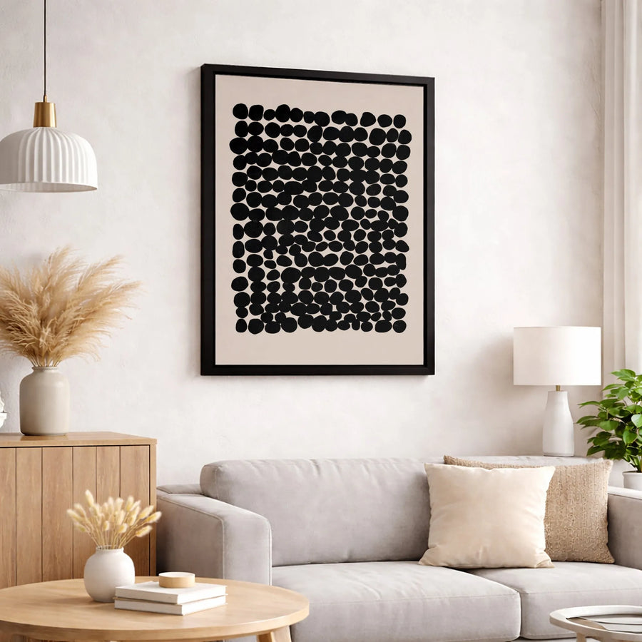 Abstract Black Dots Wall Art | Modern Irregular Polka Dot Print | Premium Gallery Wrap Canvas | Minimalist Home Decor Gift