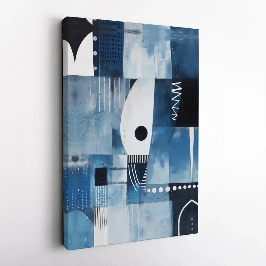 Abstract Blue Canvas Wall Art | Modern Geometric Composition | Premium Gallery Wrap Canvas | Living Room & Office Decor Gift