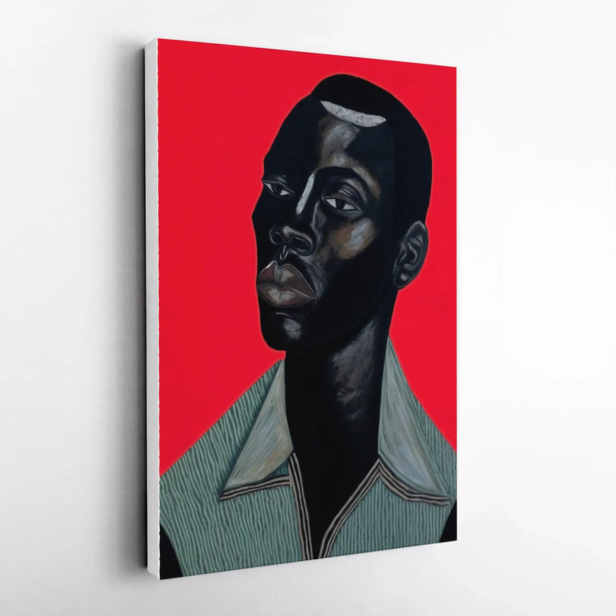Black Man Portrait Canvas Print | Modern Expressive Art with Red Background | Premium Gallery Wrapped Canvas | Collector's African American Art for Home Decor