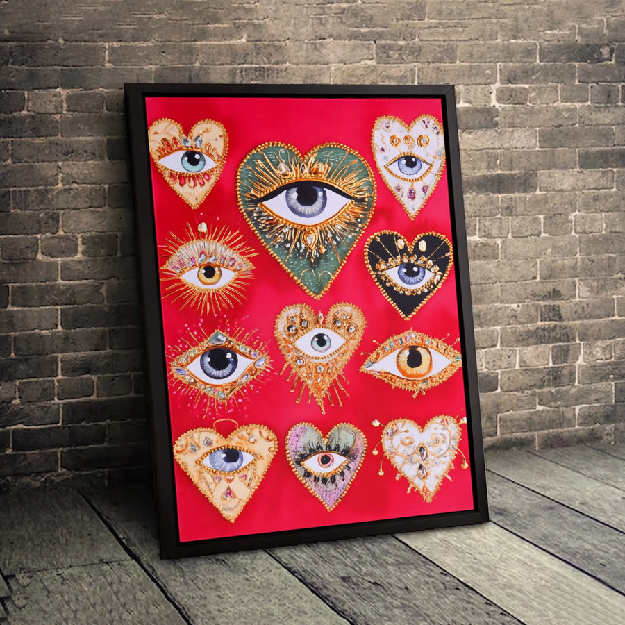 Evil Eye Heart Wall Art | Mystical Bohemian Decor Print | Premium Gallery Canvas | Spiritual Home Decor Gift