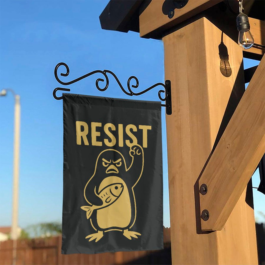 Resist Penguin Garden Flag | Funny Activist Protest Yard Decor | Weather-Resistant Polyester | Gift For Free Thinkers And Activists