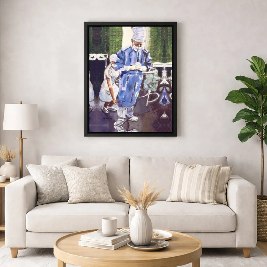Praying Surgeon Canvas Print | Operating Room Medical Wall Art | Premium Gallery Wrapped Decor | Gift for Doctors & Surgeons