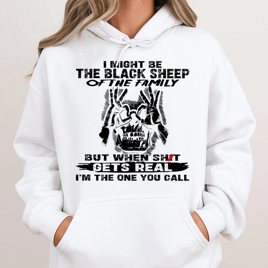 Black Sheep Hoodie | Skeleton Quote Graphic Sweatshirt | Premium Cotton-Blend | Gift for Rebellious Family Member