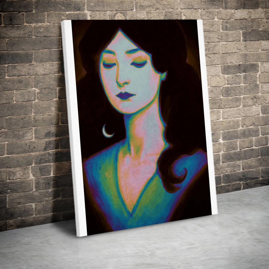 Meditation Vertical Canvas | Serene Woman Portrait with Iridescent Colors | Premium 1.25" Thick Canvas Print | Yoga Studio Decor & Spiritual Gift