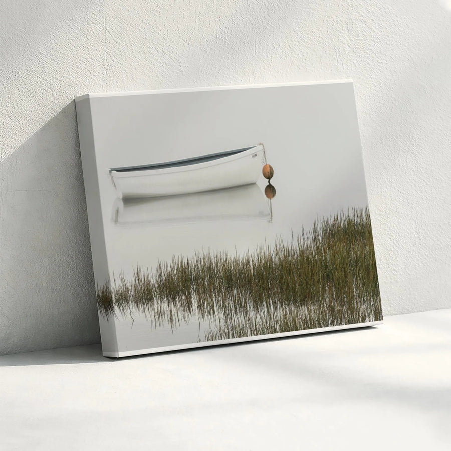 Minimalist Boat Canvas Wall Art | Tranquil Seascape Photography | Premium Gallery Wrap Canvas | Living Room & Office Art Gift