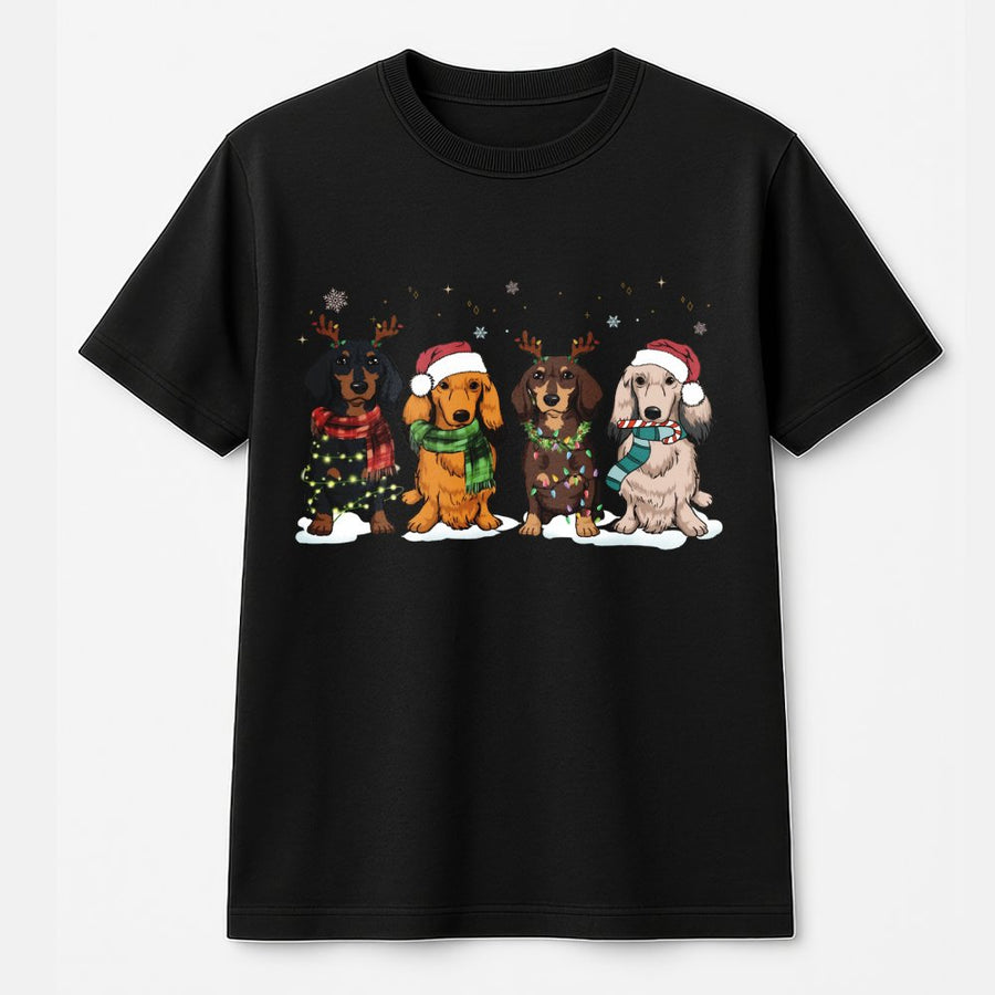 Dachshund Christmas T-Shirt | Festive Wiener Dog Holiday Graphic | Premium Cotton Unisex Tee | Cute Dog Lover Gift
