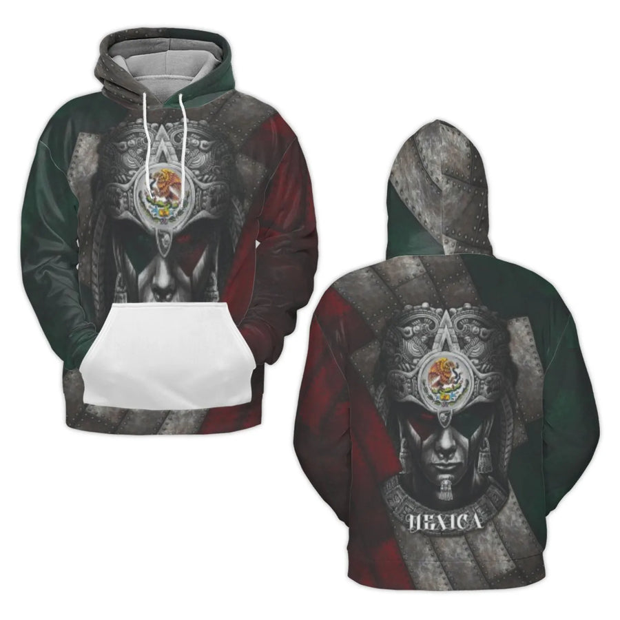 Aztec Warrior 3D Hoodie | Mexica Heritage Graphic Print | Premium Polyester Brushed Fleece | Cultural Pride Gift for Men and Women