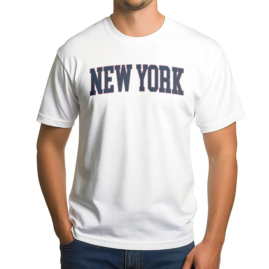 Vintage New York T-Shirt | Collegiate Varsity Lettering | Soft Cotton Blend Pullover | Unisex New Yorker Souvenir Gift