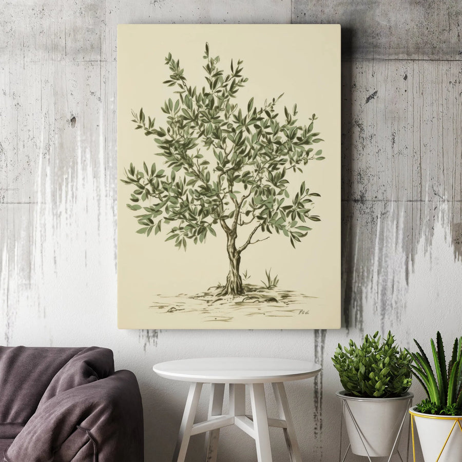 Olive Tree Canvas Wall Art | Vintage Botanical Illustration Print | Premium Thick Gallery Wrap Canvas | Rustic Farmhouse Kitchen Decor Gift